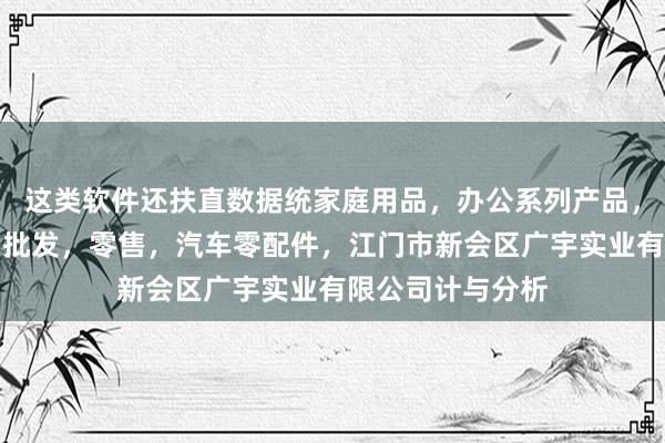 这类软件还扶直数据统家庭用品，办公系列产品，金属木器制品，批发，零售，汽车零配件，江门市新会区广宇实业有限公司计与分析